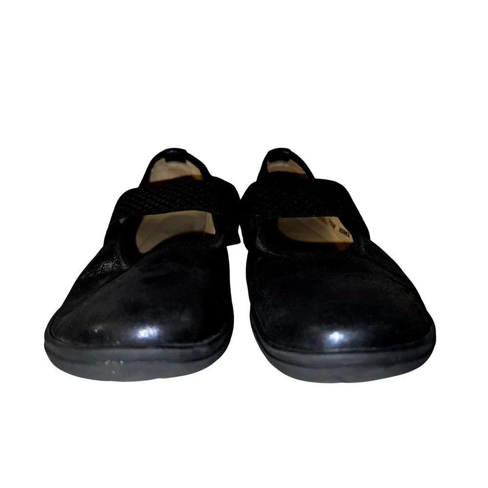 Hartjes XS Womens Blue Metallic Leather Mary Jane Elastic Strap Flats 9US/6.5UK